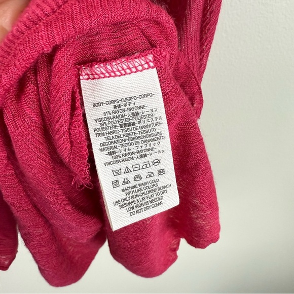 Free People Top Womens Small Deep V-Neck Flowy Floral Boho Red Pink Oversized - Picture 5 of 6